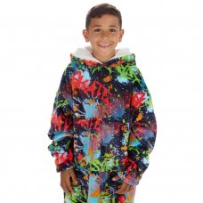 18C878: Kids Plush Oversized Hoodie- Graffiti (One Size - 7-13 Years)